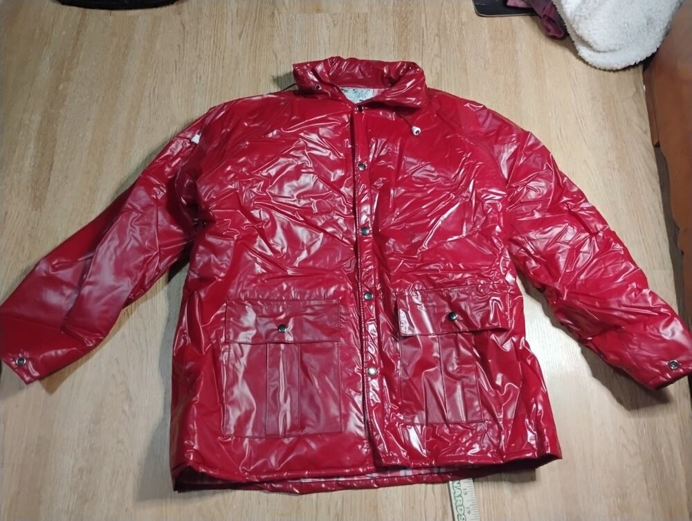 Vintage Duck Bay Label - Hunting Fishing Flanneled (M) Rain Jacket w/ Hood
